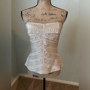 White House Black Market Corset Cream Color with Silver Detail. Size 6.